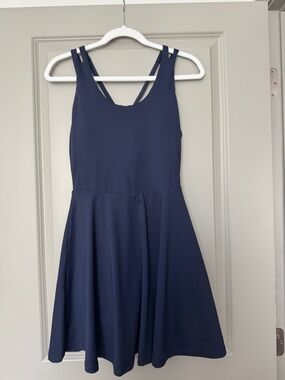 Fabletics Navy Blue Strappy Fit-and-Flare Dress